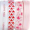 2 x Meseey 40 Yards 3/8 Inch Valentine's Day Ribbons Pink and Red Heart Satin Ribbon for Wrapping Party DIY Craft Decoration(40 Yards)