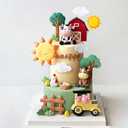 Farm Animal Cake Topper Farm Animal Birthday Party Decorations Barnyard Cake Decoration Cute Chick Cow Pig Figurine Baby Shower Supplies