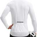 Bikewa Men's Cycling Jersey with 3+1 Rear Zipper Pockets Long Sleeve Moisture Wicking UPF 50+ Half Zip Riding Bike Shirts, Large