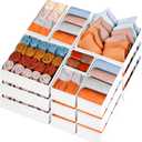 Criusia Drawer Organizer Clothes, 15 Pack Dresser Organizer for Baby Clothes, Underwear, Sock- Foldable Closet Organization and Storage Dividers Bins for Nursery, Bedroom (Beige)