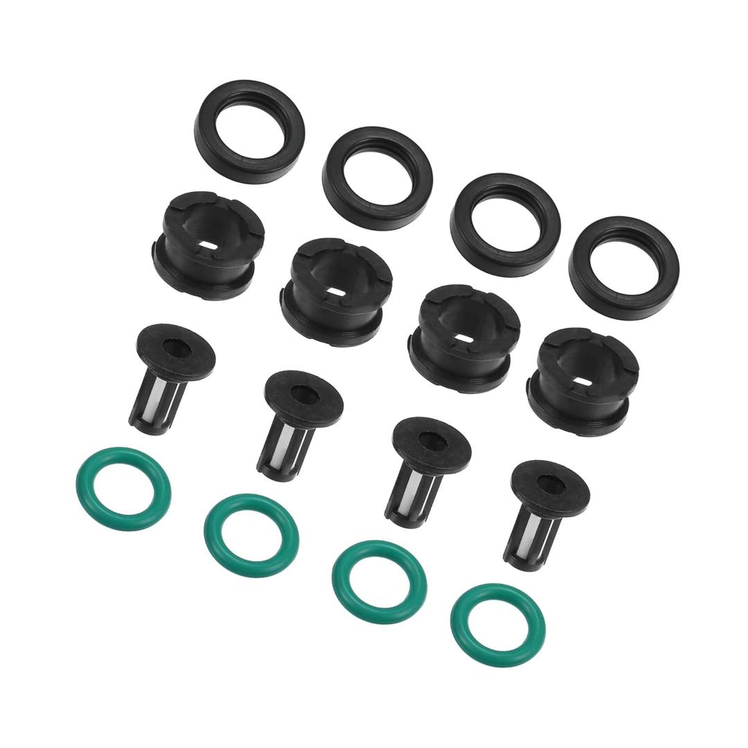 Motoforti Fuel Injector O Rings Seals with Micro Filters Fuel Injector Repair Kit for Suzuki GSXR 600 750 1000 Hayabusa GSX1300 Rubber Black (Set of 4) Long-lasting
