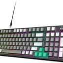 GEEZER Mechanical Gaming Keyboard with LED Backlit, Blue Switch, Volume Knob, 96 Keys Full Size Compact USB Wired Computer Keyboards for Office Windows Laptop PC & Mac Gamer - Grey & Black