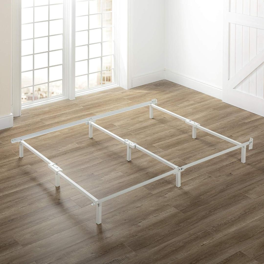 Zinus Compack Metal Bed Frame, 7 Inch Support Bed Frame for Box Spring and Mattress Set, White, Queen