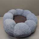 Lesure Calming Small Dog & Cat Bed - Plush Teddy Sherpa, Non-Slip, Fits up to 25 lbs, Machine Washable, Blue 23" Round Donut (23.0"L x 23.0"W x 8.0"Th)