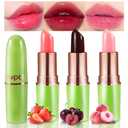 evpct 3Pcs Magic Color Changing Lipstick Long Lasting Waterproof 24 Hours Original for Women, Peach Strawberry Black Red Cherry Pink PH Mood Permanent Color Changing Lipstick Lip Balm, labial magico (3 Count (Pack of 1))