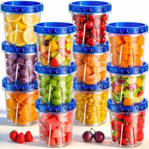 Freezer Storage Containers, [12 Pack-24 Oz] Airtight Plastic Food Storage Containers with Twist Top Lids, Soup, Meal Prep Containers | BPA Free | Stackable | Leakproof | Microwave/Dishwasher Safe