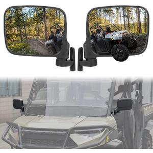 SAUTVS Adjustable Rearview Side Mirrors for Polaris Ranger XP 1000/ Ranger 1000/ Crew 2018-2025, Folding Clear Rear View Side Mirrors Accessories(2PCS)