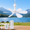 USB Portable Ceiling Fan with Remote, 4 Speeds & Timer, Quiet Indoor/Outdoor RV Ceiling Fan, 6-Blade Collapsible Mini Air Circulator for Tent, Cruise, Camper, Bed Canopy, Travel, Dorm