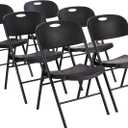 Amazon Basics Sturdy Foldable Plastic Chair, Portable, 350-Pound Capacity, Black, 6-Pack