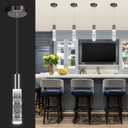 OKELI Modern Pendant Light,LED Bubble Crystal Kitchen Island Lights Fixtures,Black Mini Single Pendant Lighting for Kitchen Island Bar,6W,6000K,ETL,1Pack (9.8inch-1P)