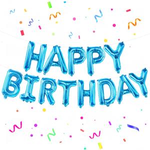 KatchOn, Blue Happy Birthday Balloons - 16 Inch | Blue Happy Birthday Decoration Banner for Birthday Party Decorations | Happy Birthday Foil Balloons for Blue Birthday Decorations