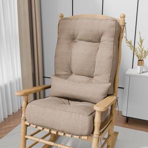 5" Rocking Chair Cushions with Pillow, Water Fade-Resistant, 17"x17"x5"+22"x17"x5"