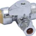 SharkBite 1/2 x 1/2 x 3/8 Inch Compression Tee Stop Valve, Push to Connect Brass Plumbing Fitting, PEX Pipe, Copper, CPVC, PE-RT, HDPE, 24984A