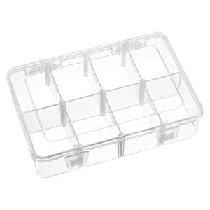 8 Grids Plastic Compartment Storage Box with Adjustable Divider Clear Plastic Organizer Box Divided Storage Containers Removable Grid Compartment Container for Jewelry Crafts Hardware Small Parts