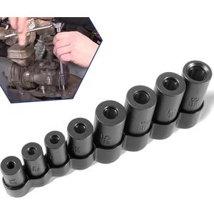 70500 Tap Socket Set Use with 1/4" & 3/8" Drive, Fit Fractional MCTI Standard Tap thru 1/2" & 1/8" NPT taps Metric Tap thru 12mm Manufactured to MCTI Standard, 8-Piece