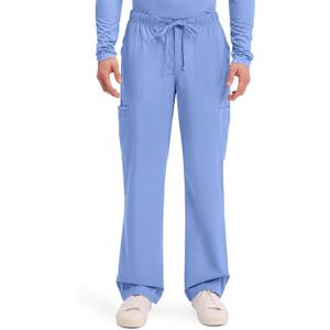 Cherokee Scrubs for Men Tapered Leg Mens Cargo Scrub Pants-5 Pockets,Drawstring,2 Way Stretch Medical Scrub Bottom-WW190 (Blue, M)