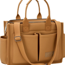 ZHMO Canvas Tote Bag for Brown With Compartments and Pocket,Brown Women's Bags Crossbody Bags Work Laptop Tote Bag Large Satchels Handbag Tote Purse Everyday Shoulder Bag for Travel Nurse Teacher Gift