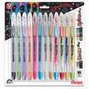 Pentel Sparkle and Krazy Pop, Metallic Gel Ink Pen, (1.0mm), Bold Line, Assorted Ink Colors, 12 count