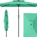 AreShark 6.5'x10' 2 Tiers Rectangular Patio Umbrella - Outdoor Umbrella Waterproof UV Protection, Market Table Umbrella w/Push Button Tilt for Pool, Lawn, Balcony(Turquoise)