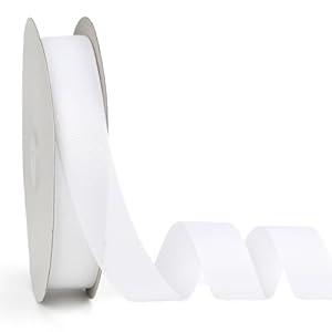 Grosgrain Ribbon, 1 inch X 50 Yards Christmas Ribbons for Gift Wrapping White Ribbon Roll Fabric Ribbons for Crafts DIY Sewing Bows Hair Accessories Floral Bouquets Wedding Party Decoration