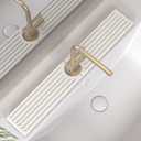 Kitchen Faucet Mat, Diatomite Sink Faucet Mat Splash Guard for Kitchen, Water Absorbing Stone Tray for Sink, Quick Drying Faucet Mat for Kitchen Sink, Absorbent Stone Drying Tray for Bathroom Counter (23.7" x 4", White Gray Style 1)