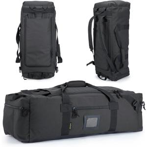 105l Large Duffel Bag For Travel, Gym & Sports - Water Repellent Polyester, Hidden Straps, Shoe Compartment - Perfect Luggage Duffle Bag Or Backpack For Men & Women (Black)