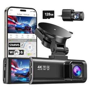 REDTIGER 4K Dash Cam Front Rear, STARVIS 2 Sensor, Free Card Included, 5.8GHz WiFi-20MB/s Fast Download, Dash Camera for Cars with GPS, WDR Night Vision, 170°Wide Angle, 24H Parking Mode(F7NP)