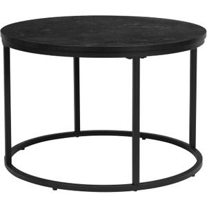 Ball & Cast Side End Table Round Accent Table with Faux Marble Top , 23.25" Dia, Black