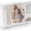 Christmas Glitter Liquid Picture Frame: Clear Photo Frame Plastic Acrylic Floating Sparkle Water Personalized Snow Globe Cute Family Couple Custom Gift (Silver, 4X6)