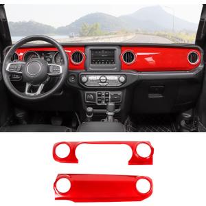 RT-TCZ Center Console Trim Cover Dashboard Control Panel Cover Decorative Interior Accessories for Jeep Wrangler JL JLU & Gladiator JT 2018-2023, Red