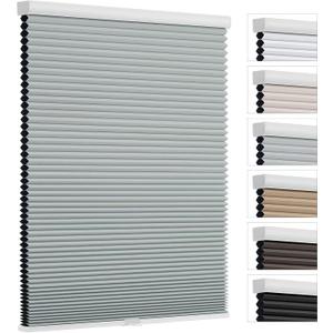 Cordless Cellular Shades, Blackout Room Darkening Black Out Honeycomb Blinds for Indoor Windows Bedroom, Pull Down Pleated Accordion Blind Easy Install, Shade Size 30.5" Wx72 H, Gray