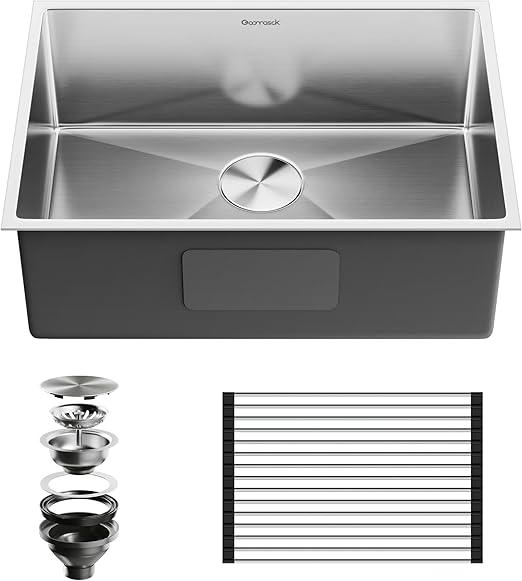 Kitchen Sink, 17x19x9 Inch Undermount Kitchen Sink,Single Bowl Kitchen Sink,16 Gauge Stainless Steel Kitchen Sink,Handmade Kitchen Sink With Drying & Strainer