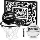 AND1 Over the Door Mini Basketball Hoop: 18x12 Shatterproof Backboard, 2 Mini Basketballs, and Hand Pump Included- Ultimate Indoor Basketball Accessory for Kids and Adults, No Tools Required