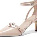 Coutgo Women's Stiletto High Heels Closed Pointed Toe Buckle Ankle Strap Pumps Wedding Party Dress Shoes (9, Nude)