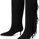 Modatope Knee High Boots Women Kitten Heels Tall Boots Pointed Toe Long Boot for Women, 9.5