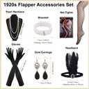 PLULON 1920s Dresses for Women, Sequin Fringed Gatsby Flapper Cocktail Dresses with 20s Accessories Set, Roaring 20s Costumes (Black, XL)