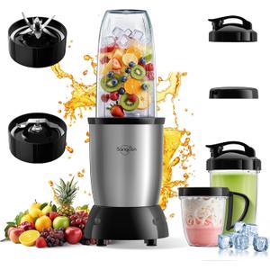 Sangcon 1000w Smoothie Blender for Kitchen, Blender for Smoothies, with 24oz/19oz/10oz Bpa-Free Cups Upgraded Portable Personal Blenders for Shakes, Frozen fruit, Baby Food, Spice Grinding & More