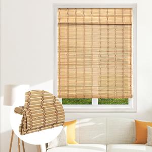 SEEYE Cordless Bamboo Blinds Shades, Light Filtering Bamboo Roller Shades Natural Roman Blind Shade, Bamboo Roll Up Blind for Windows, Easy to Install for Door, Patio, Bedroom, 26" W x 64" H,Natural