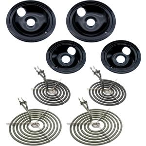 WB31M20 WB31M19 Porcelain Drip Pans and WB30M1 WB30M2 Surface Elements by SupHomie - Compatible with GE Hotpoint Range Stove