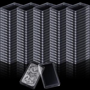 100 Pcs 1 oz Silver Bar Case Holder, Clear Acrylic Silver Bar Holder, Capsule Storage Container Box for 1 Ounce Bullion & SilverBar