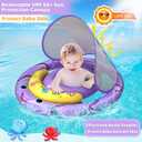 Baby Pool Float with Removable UPF50+ Sun Protection Canopy, Octopus Baby Swim Floats for 6-24 Months Infant, Extra Wide Dual Design, Adjustable & Breathable Seat