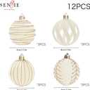 3.15INCH Beige Velvet Ornaments for Christmas Tree, 12PCS Glitter Flocked Christmas Ornaments Decorations Balls Set Decor