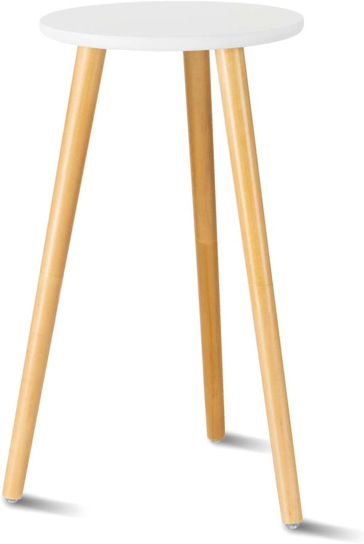 Uneedem Indoor Plant Stand - Mid Century Wooden Plant Table, Tall Holder for Flower Pots, Small Round End Table (A3-White, High: 20.5") Uneedem Indoor Plant Stand - Mid Century Wooden Plant Table, Tall Holder for Flower Pots, Small Round End Table (A3-White, High: 20.5")