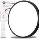 1Pack 20 Inch Remote Control Dimmable Large LED Flush Mount Ceiling Light Panel,40W 4350LM,2700K-6000K Adjustable Color,Ultra Thin Round Black Ceiling Light Fixture for Hallway Kitchen Home Office