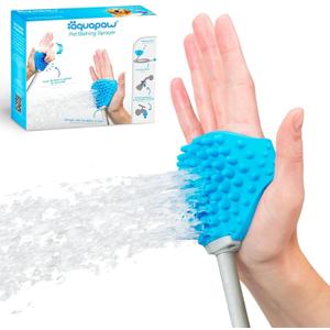 Aquapaw Pet Bathing Tool  Sprayer and Scrubber in One  Compatible with Indoor Shower or Outdoor Garden Hose  For Dog and Cat Grooming  Garden Hose and Shower Adapters Included