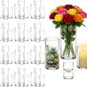 48 Pack Clear Glass Cylinder Vases - 4,6,8,10 Inch Tall, Multi-Size Hurricane Candle Holders for Table Centerpiece, Wedding Home Decor, Flower Arrangement
