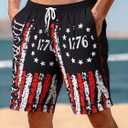 Mens Swim Trunks Quick Dry Board Shorts with Mesh Lining, Breathable Fit Print Beach Shorts for Summer Activities(1776 Print, 3X-Large)