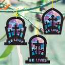 Chiisong 24 Sets Easter Religious Cross Crafts He Lives Religious Tissue Paper Sign Easter Crafts Kit Resurrection DIY Suncatcher Art Christian Ornaments Jesus Sunday Art