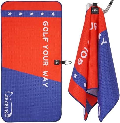 Zeceliko Magnetic Golf Towel - Golf Accessories for Men and Women,Strong Magnets Attach The Golf Towel to Golf Bag or Cart,Easily Cleans Dirt from Golf Clubs and Golf Balls,Ideal Golf Gifts Pack of 2