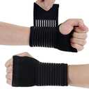 AOOWU Wrist Brace, 2 Pack Elastic Wrist Support with Strap, Wrist Compression Wrap Adjustable Wrist Strap Relieves Wrist Pain, Tendonitis, Sports Use for Men and Women, Right & Lef(Black)